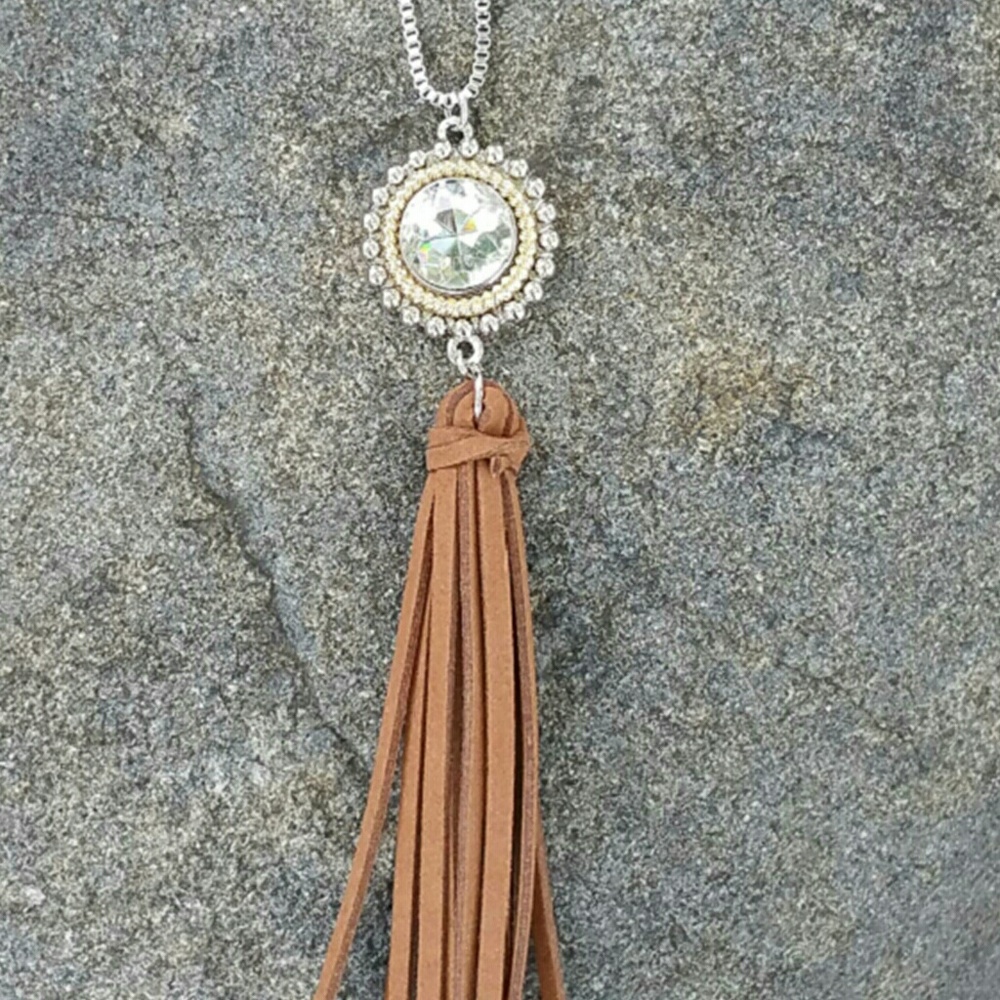 Light Brown Box Chain Tassel Necklace